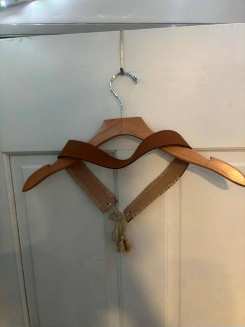 Boho Brown Leather Tassel Lace-Up Belt